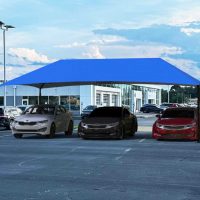 Anchor Industries PERFECTSHADE® car dealership shade structures providing UV protection and enhanced customer experience.
