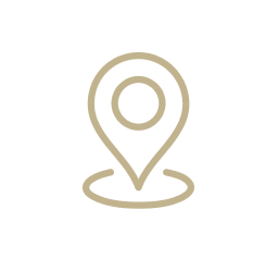 Gold outline icon of a location pin marker.