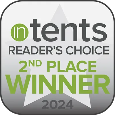 Award badge reading “InTents Reader’s Choice 2nd Place Winner 2024.”
