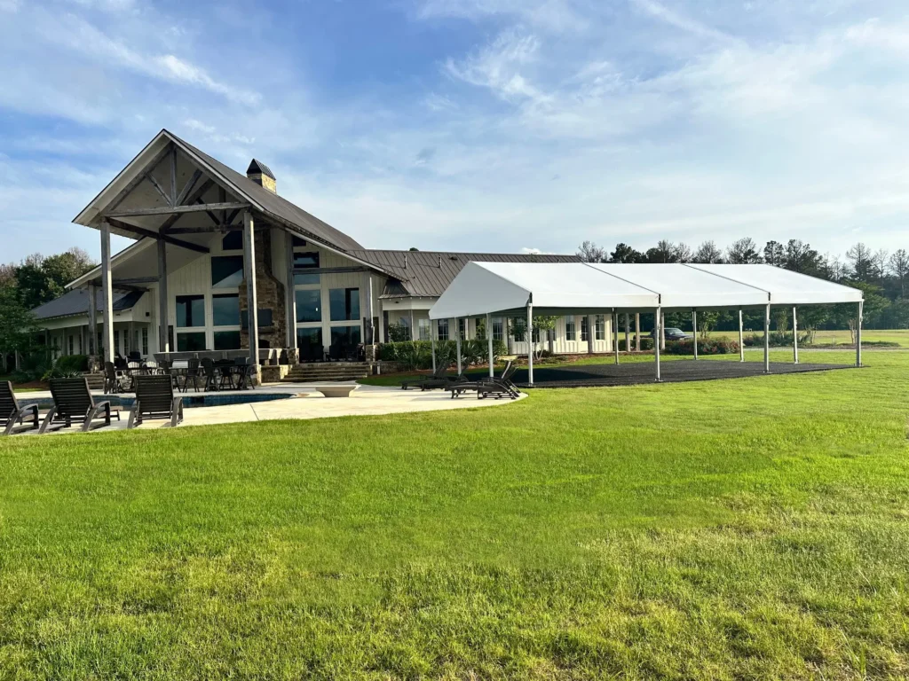 Anchor Industries event tent at lakeside resort property