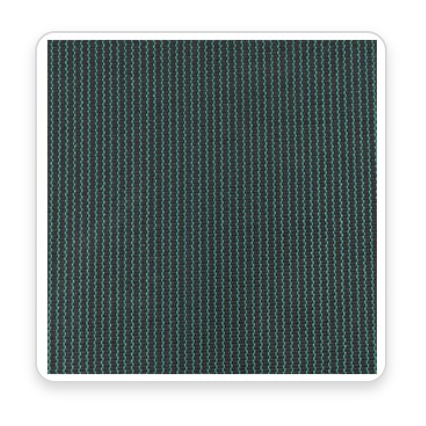 Green mesh fabric sample – square swatch with fine vertical weave.