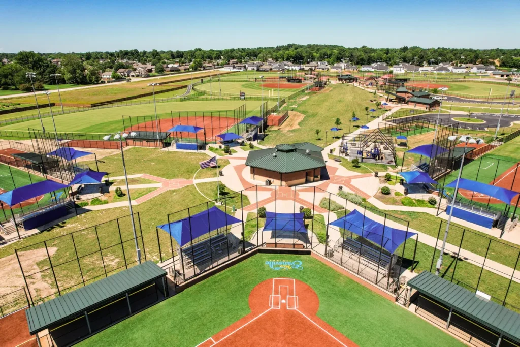 Anchor Industries shade structures at baseball and sports complex