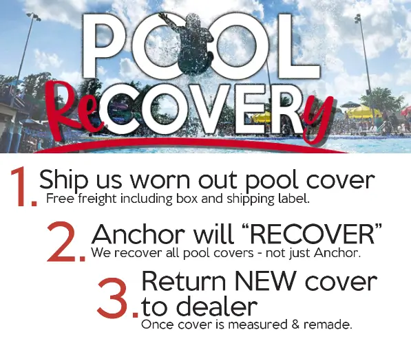 Pool cover recovery program instructional graphic.