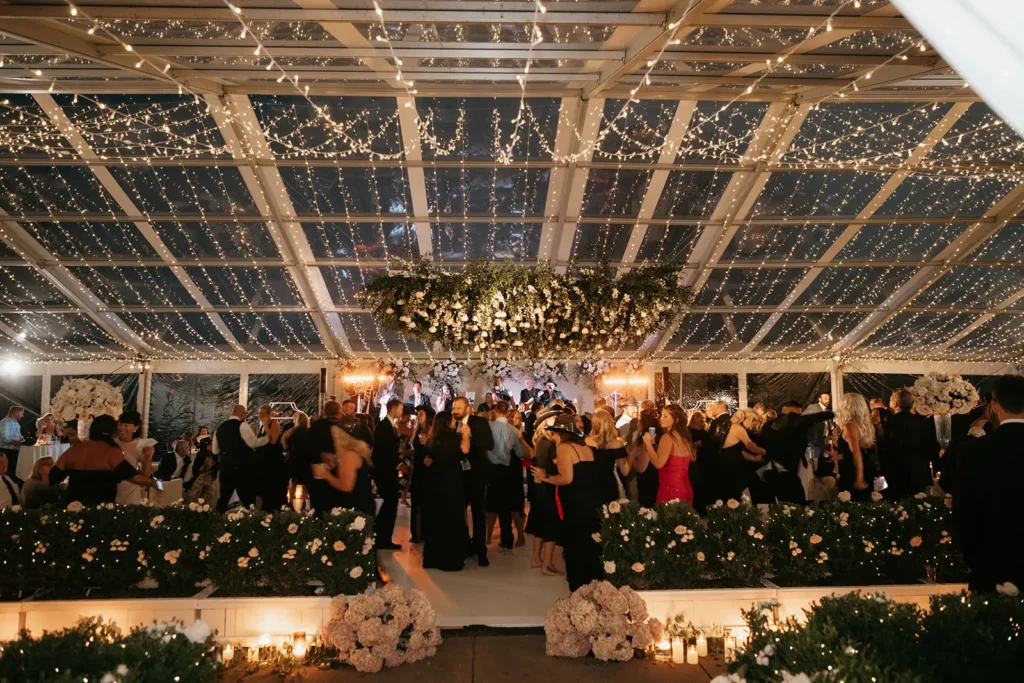 Anchor Industries clear span tent interior wedding event setup